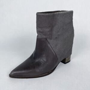 Saint & Libertine Leather and Calf Hair Wedge Heeled Booties Gray 8